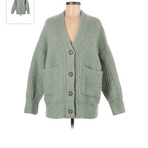 Zara Grandpa Style Oversized Button-Front Pocket Cardigan